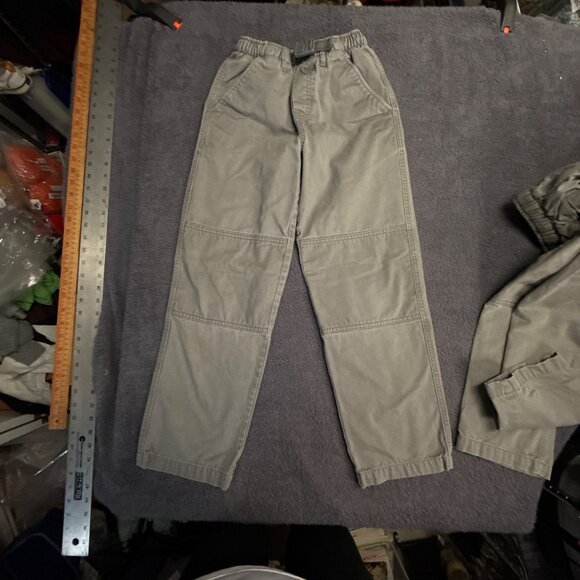 Lands End Boys Medium Size 12s Gray Elastic Waist Cargo Pants Adjustable Belt - Picture 4 of 12
